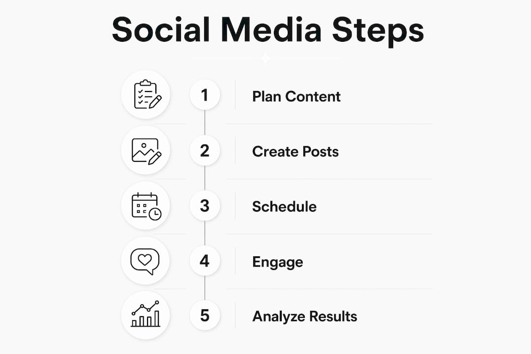 Infographic showing the five-step dental social media process for HIPAA-compliant content
