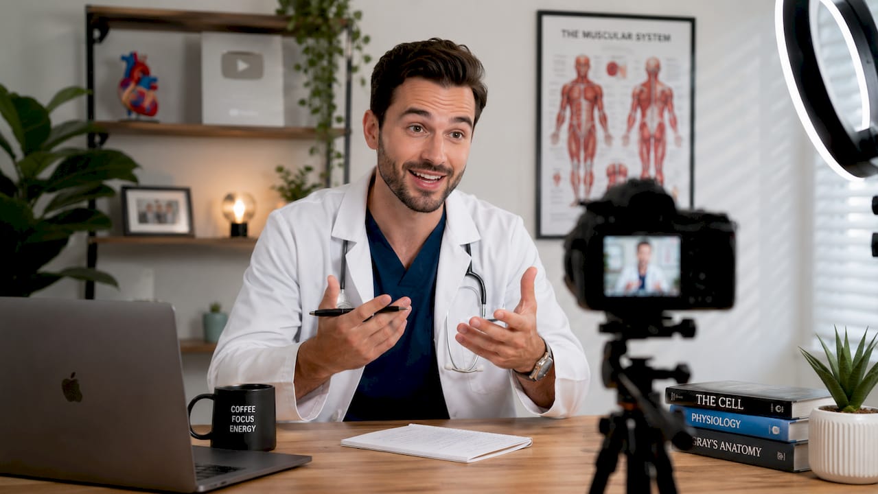 Doctor reviewing notes about personal brand
